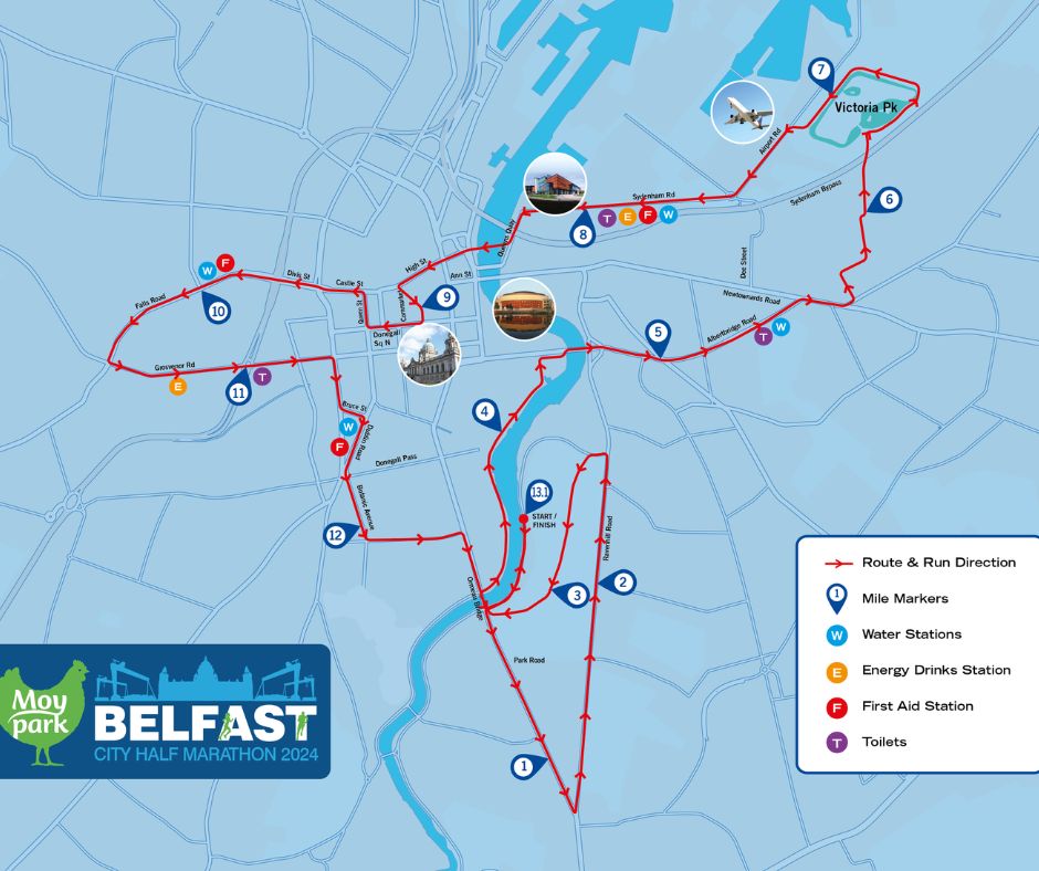 Get to know your 13.1 mile route for the 2024 Moy Park Belfast City Half Marathon